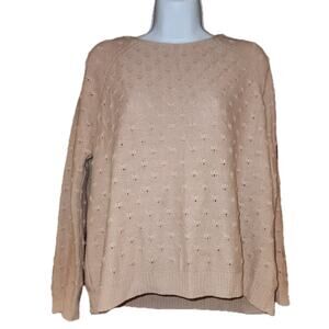 Vntg Jill By Jill Stuart Blush Pink Polka Dot Sweater With Black Ribbon Tie Sz M